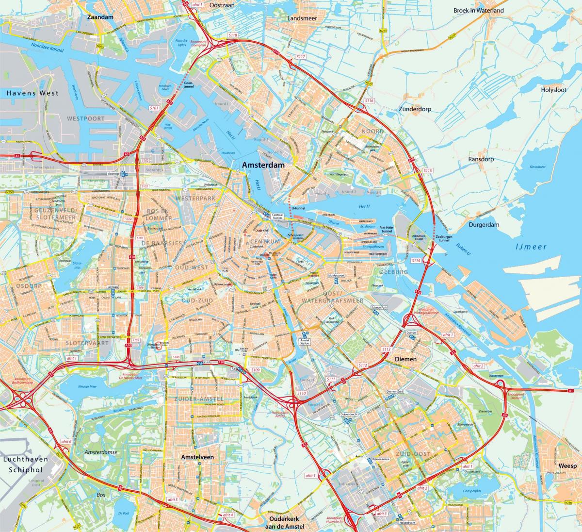 карта Амстердама дороге