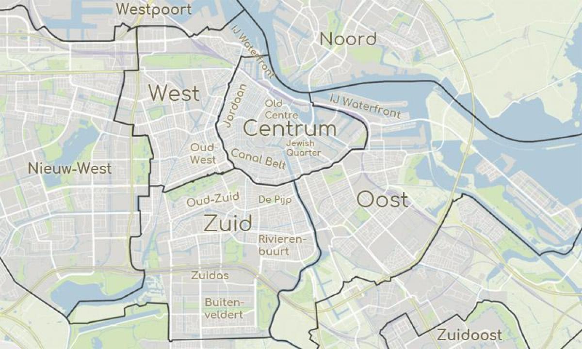 карта Амстердама показывая районов