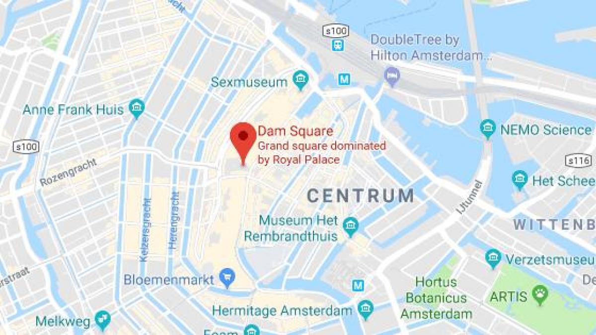 карта площадь дам Амстердам 