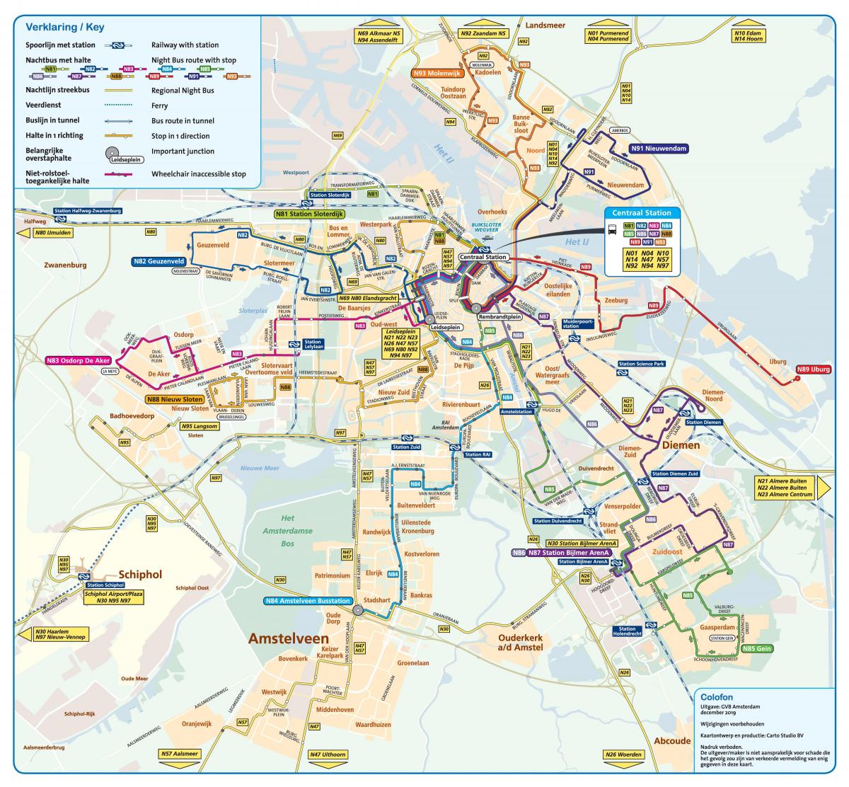 ночной автобус Амстердам карта