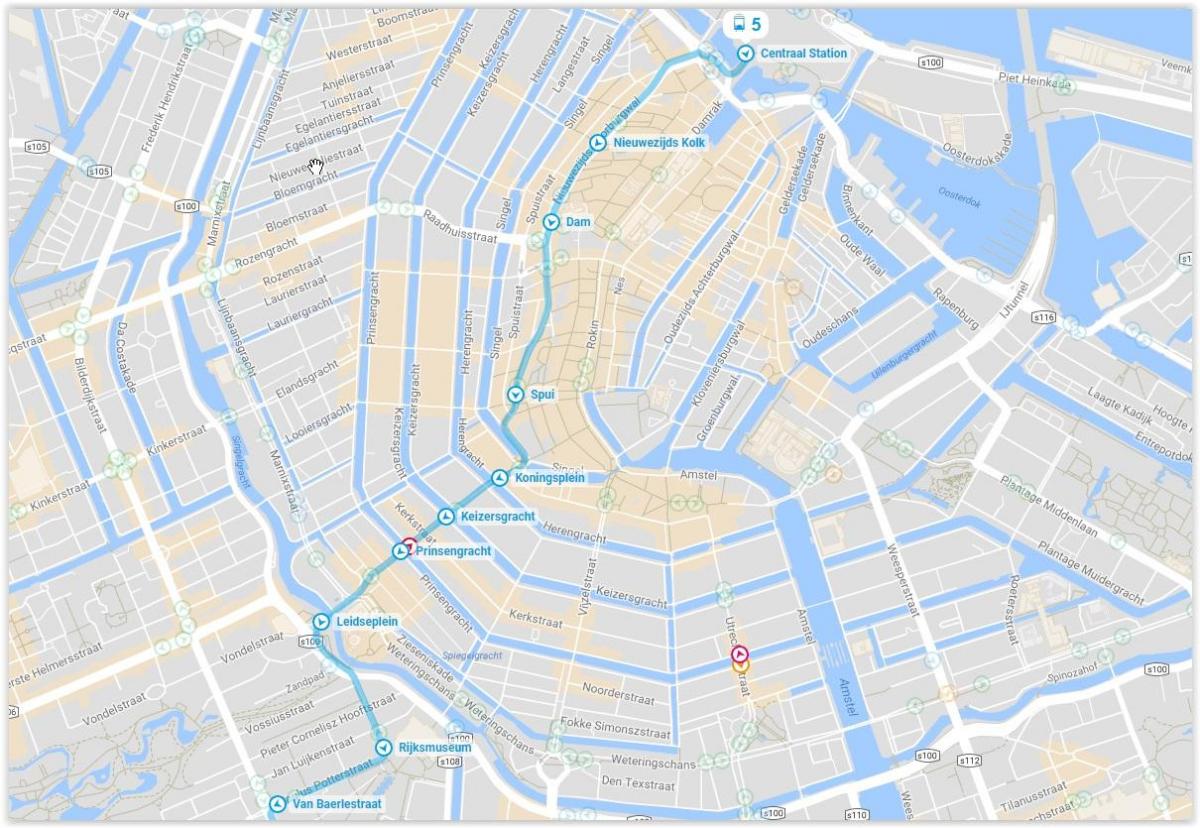 трамвай 5 маршрута Амстердам карта