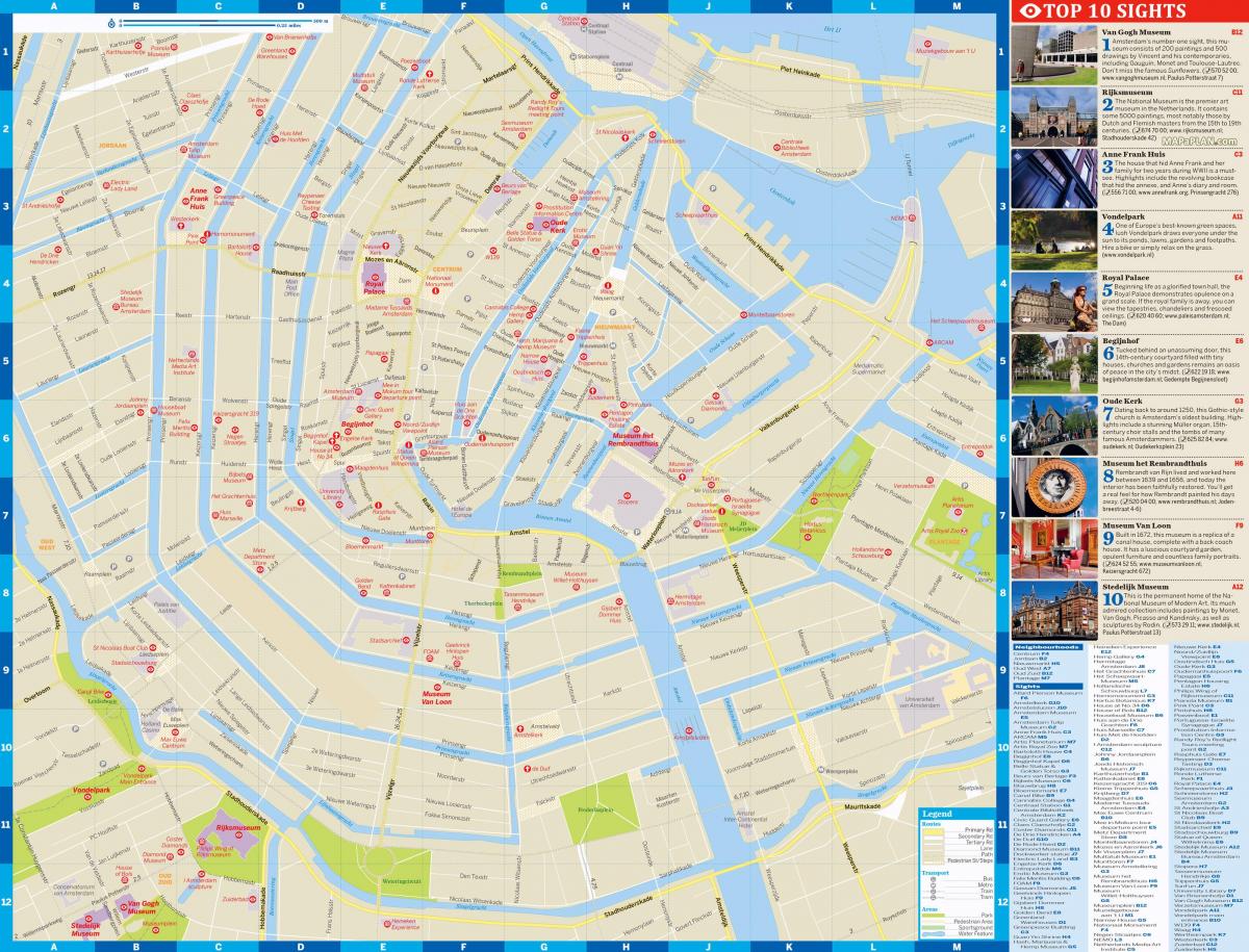 достопримечательности Амстердама на карте