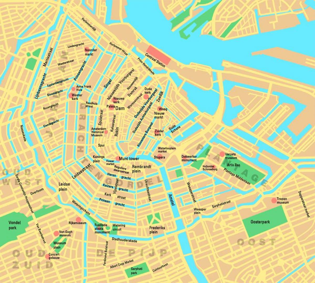районы Амстердама карте