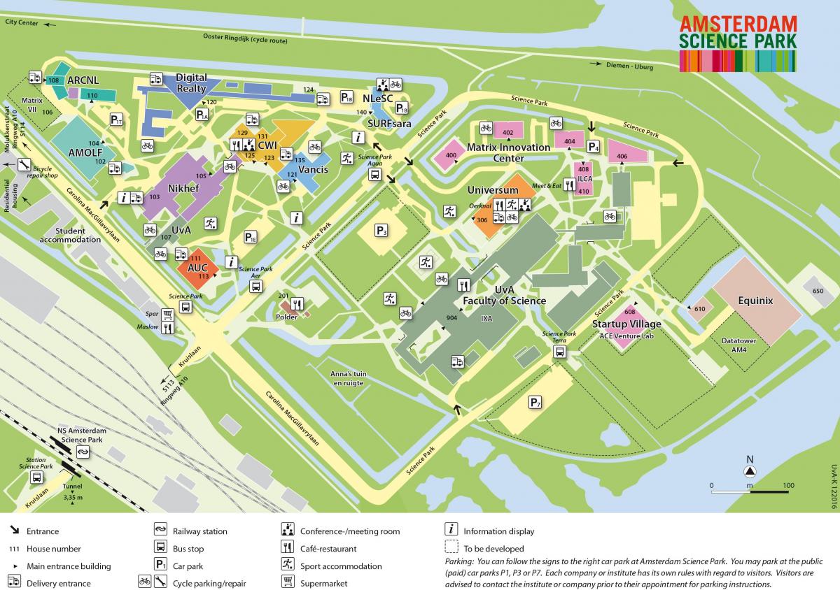 карта научном парке Амстердама