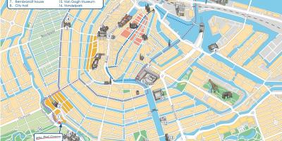 Карта Амстердама маршрут по каналам на лодке 