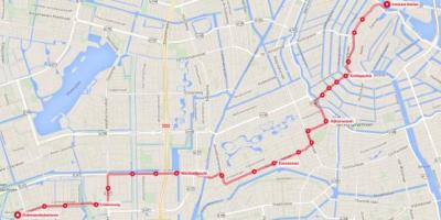 Трамвай 2 Амстердам маршрут на карте